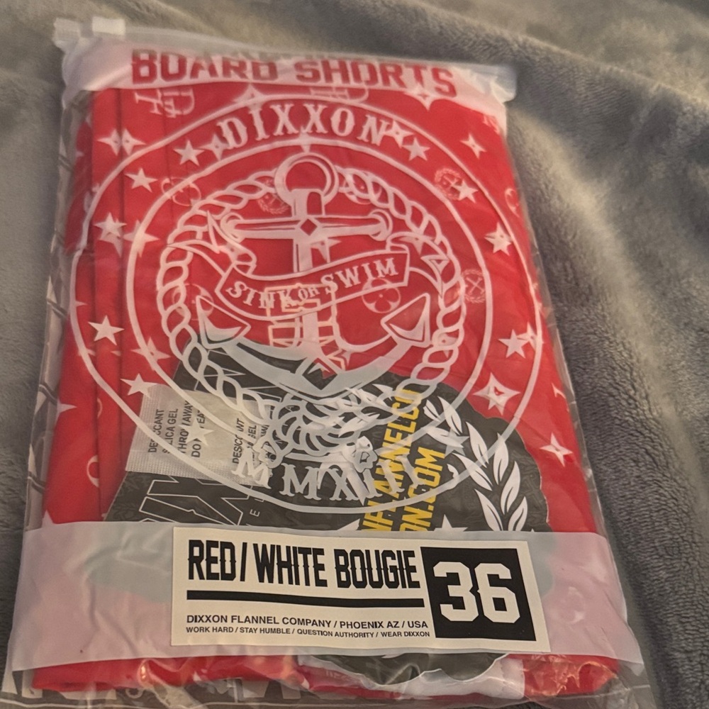 DIXXON Red and White Nautical Board Shorts